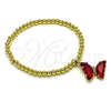 Pulsera Elegante 03.341.0112.3.07 Oro Laminado, Diseño de Bead Expandible y Mariposa, con Light Siam Cristal and Blanca Micro Pave, Pulido, Tono Dorado (04 MM Thickness, 7 Inches Length)