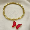 Pulsera Elegante 03.341.0112.3.07 Oro Laminado, Diseño de Bead Expandible y Mariposa, con Light Siam Cristal and Blanca Micro Pave, Pulido, Tono Dorado (04 MM Thickness, 7 Inches Length)