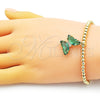 Pulsera Elegante 03.341.0112.4.07 Oro Laminado, Diseño de Bead Expandible y Mariposa, con Emerald Cristal and Blanca Micro Pave, Pulido, Tono Dorado (04 MM Thickness, 7 Inches Length)