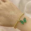 Pulsera Elegante 03.341.0112.4.07 Oro Laminado, Diseño de Bead Expandible y Mariposa, con Emerald Cristal and Blanca Micro Pave, Pulido, Tono Dorado (04 MM Thickness, 7 Inches Length)