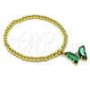 Pulsera Elegante 03.341.0112.4.07 Oro Laminado, Diseño de Bead Expandible y Mariposa, con Emerald Cristal and Blanca Micro Pave, Pulido, Tono Dorado (04 MM Thickness, 7 Inches Length)