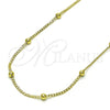 Gargantilla Elegante 04.341.0101.16 Oro Laminado, Diseño de Bola y Cubana, Pulido, Tono Dorado (02 MM Thickness, 16 Inches Length)
