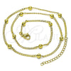Gargantilla Elegante 04.341.0101.16 Oro Laminado, Diseño de Bola y Cubana, Pulido, Tono Dorado (02 MM Thickness, 16 Inches Length)