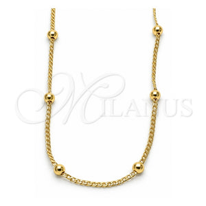 Gargantilla Elegante 04.341.0101.16 Oro Laminado, Diseño de Bola y Cubana, Pulido, Tono Dorado (Grosor 02 MM, 16 Pulgadas de Largo)