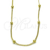 Gargantilla Elegante 04.341.0101.16 Oro Laminado, Diseño de Bola y Cubana, Pulido, Tono Dorado (02 MM Thickness, 16 Inches Length)