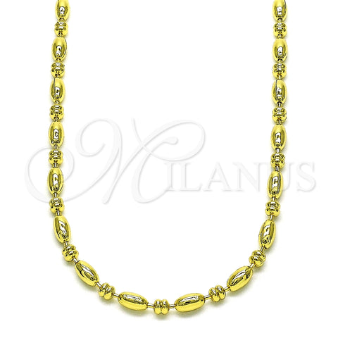Gargantilla Elegante 04.341.0103.16 Oro Laminado, Diseño de Bola, Pulido, Tono Dorado (03 MM Thickness, 16 Inches Length)