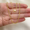 Gargantilla Basica 04.341.0105.18 Oro Laminado, Diseño de Rope, Pulido, Tono Dorado (02 MM Thickness, 18 Inches Length)