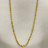 Gargantilla Basica 04.341.0105.18 Oro Laminado, Diseño de Rope, Pulido, Tono Dorado (02 MM Thickness, 18 Inches Length)