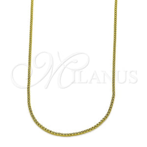 Gargantilla Basica 04.341.0106.16 Oro Laminado, Diseño de Box, Pulido, Tono Dorado (01 MM Thickness, 16 Inches Length)