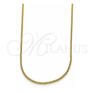 Gargantilla Basica 04.341.0106.16 Oro Laminado, Diseño de Box, Pulido, Tono Dorado (01 MM Thickness, 16 Inches Length)