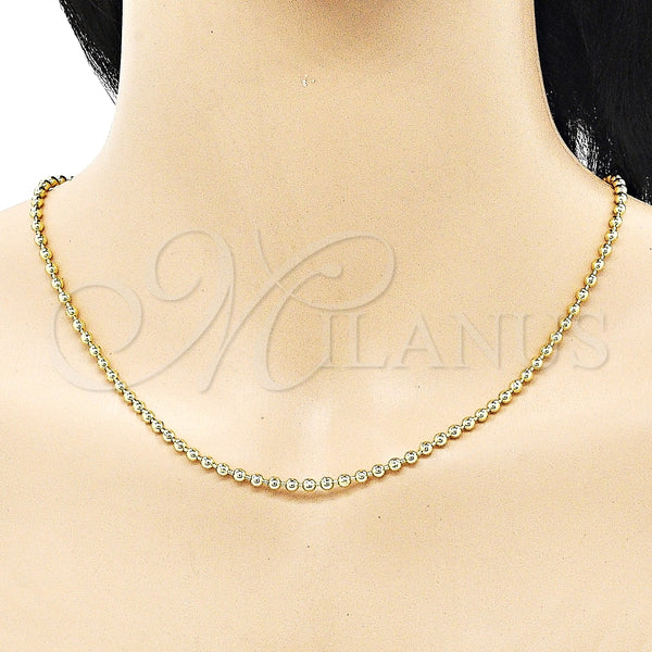 Gargantilla Elegante 04.341.0107.18 Oro Laminado, Diseño de Bola, Pulido, Tono Dorado (03 MM Thickness, 17 Inches Length)