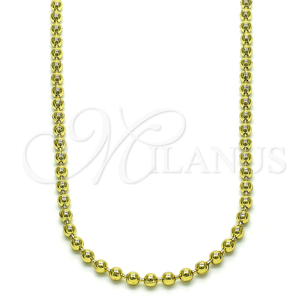 Gargantilla Elegante 04.341.0107.18 Oro Laminado, Diseño de Bola, Pulido, Tono Dorado (03 MM Thickness, 17 Inches Length)
