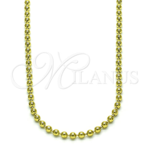Gargantilla Elegante 04.341.0107.18 Oro Laminado, Diseño de Bola, Pulido, Tono Dorado (03 MM Thickness, 17 Inches Length)
