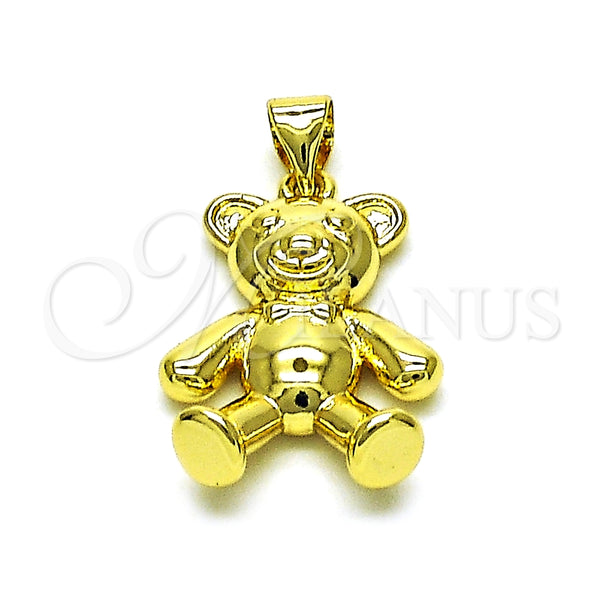 Dije Elegante 05.341.0069 Oro Laminado, Diseño de Osito, Pulido, Tono Dorado