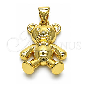 Dije Elegante 05.341.0069 Oro Laminado, Diseño de Osito, Pulido, Tono Dorado