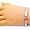 Pulsera Solida 03.102.0052.08 Oro Laminado, Pulido, Tres Tonos (07 MM Thickness, 8 Inches Length)