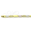 Pulsera Solida 03.102.0052.08 Oro Laminado, Pulido, Tres Tonos (07 MM Thickness, 8 Inches Length)