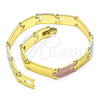 Pulsera Solida 03.102.0052.08 Oro Laminado, Pulido, Tres Tonos (07 MM Thickness, 8 Inches Length)