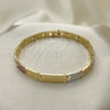 Pulsera Solida 03.102.0052.08 Oro Laminado, Pulido, Tres Tonos (07 MM Thickness, 8 Inches Length)