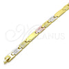 Pulsera Solida 03.102.0052.08 Oro Laminado, Pulido, Tres Tonos (07 MM Thickness, 8 Inches Length)