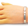 Pulsera Solida 03.102.0053.08 Oro Laminado, Pulido, Tres Tonos (07 MM Thickness, 8 Inches Length)