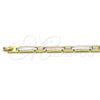 Pulsera Solida 03.102.0053.08 Oro Laminado, Pulido, Tres Tonos (07 MM Thickness, 8 Inches Length)