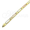 Pulsera Solida 03.102.0053.08 Oro Laminado, Pulido, Tres Tonos (07 MM Thickness, 8 Inches Length)