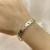 Pulsera Solida 03.102.0054.08 Oro Laminado, Pulido, Tres Tonos (08 MM Thickness, 8 Inches Length)