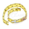 Pulsera Solida 03.102.0054.08 Oro Laminado, Pulido, Tres Tonos (08 MM Thickness, 8 Inches Length)
