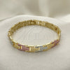 Pulsera Solida 03.102.0054.08 Oro Laminado, Pulido, Tres Tonos (08 MM Thickness, 8 Inches Length)