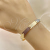 Pulsera Solida 03.102.0055.08 Oro Laminado, Pulido, Tres Tonos (07 MM Thickness, 8 Inches Length)