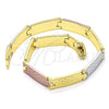 Pulsera Solida 03.102.0055.08 Oro Laminado, Pulido, Tres Tonos (07 MM Thickness, 8 Inches Length)