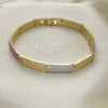 Pulsera Solida 03.102.0055.08 Oro Laminado, Pulido, Tres Tonos (07 MM Thickness, 8 Inches Length)
