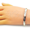 Pulsera Solida 03.102.0056.08 Oro Laminado, Pulido, Tres Tonos (07 MM Thickness, 8 Inches Length)