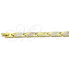 Pulsera Solida 03.102.0056.08 Oro Laminado, Pulido, Tres Tonos (07 MM Thickness, 8 Inches Length)