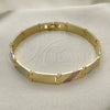 Pulsera Solida 03.102.0056.08 Oro Laminado, Pulido, Tres Tonos (07 MM Thickness, 8 Inches Length)