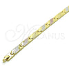 Pulsera Solida 03.102.0056.08 Oro Laminado, Pulido, Tres Tonos (07 MM Thickness, 8 Inches Length)