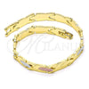Pulsera Solida 03.102.0057.08 Oro Laminado, Pulido, Tres Tonos (07 MM Thickness, 8 Inches Length)