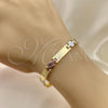 Pulsera Solida 03.102.0060.08 Oro Laminado, Diseño de Mariposa, Pulido, Tres Tonos (07 MM Thickness, 8 Inches Length)