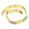 Pulsera Solida 03.102.0060.08 Oro Laminado, Diseño de Mariposa, Pulido, Tres Tonos (07 MM Thickness, 8 Inches Length)