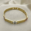 Pulsera Solida 03.102.0060.08 Oro Laminado, Diseño de Mariposa, Pulido, Tres Tonos (07 MM Thickness, 8 Inches Length)