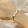 Pulsera Solida 03.102.0058.08 Oro Laminado, Pulido, Tres Tonos (06 MM Thickness, 8 Inches Length)