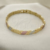 Pulsera Solida 03.102.0058.08 Oro Laminado, Pulido, Tres Tonos (06 MM Thickness, 8 Inches Length)