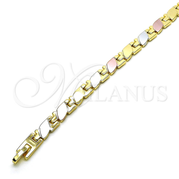Pulsera Solida 03.102.0058.08 Oro Laminado, Pulido, Tres Tonos (06 MM Thickness, 8 Inches Length)
