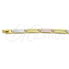Pulsera Solida 03.102.0059.08 Oro Laminado, Pulido, Tres Tonos (07 MM Thickness, 8 Inches Length)