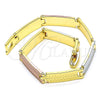 Pulsera Solida 03.102.0059.08 Oro Laminado, Pulido, Tres Tonos (07 MM Thickness, 8 Inches Length)