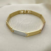 Pulsera Solida 03.102.0059.08 Oro Laminado, Pulido, Tres Tonos (07 MM Thickness, 8 Inches Length)