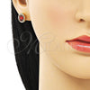 Arete Dormilona 02.342.0202.1 Oro Laminado, con Granate Zirconia Cubica and Blanca Micro Pave, Pulido, Tono Dorado