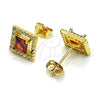 Arete Dormilona 02.342.0208.1 Oro Laminado, con Granate Zirconia Cubica and Blanca Micro Pave, Pulido, Tono Dorado