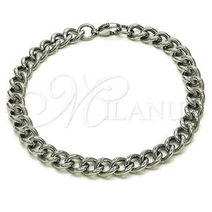 Pulsera Básica 03.278.0006.08 Acero Inoxidable, Diseño de Miami Cubana, Pulido, Crudo (07 MM Thickness, 8 Inches Length)